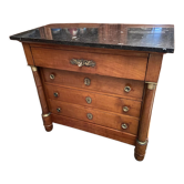 Chest of drawers with columns in blond walnut Empire style XIXth