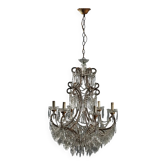Antique gilded iron chandelier with 6 lights, Italy, early 20th century.