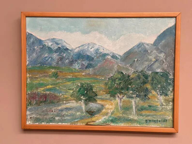 Original Swedish Oil on Canvas – "Landscape" by S. Högfeldt – Signed – Vintage and Framed – 48 × 36 cm (18.9" × 14.2")