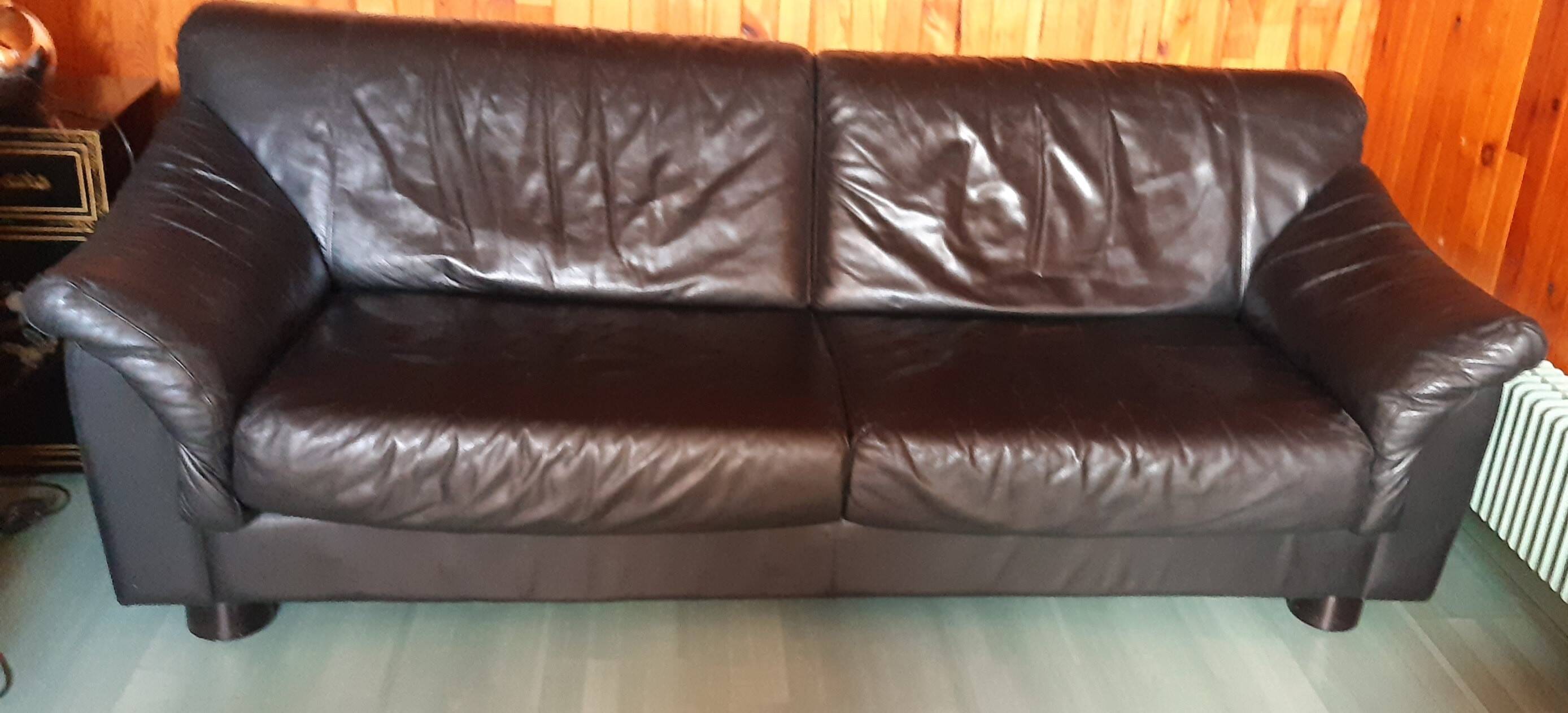 Molinari 3 seater black vintage sofa