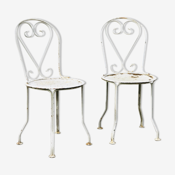 Paire de chaises de jardin blanches