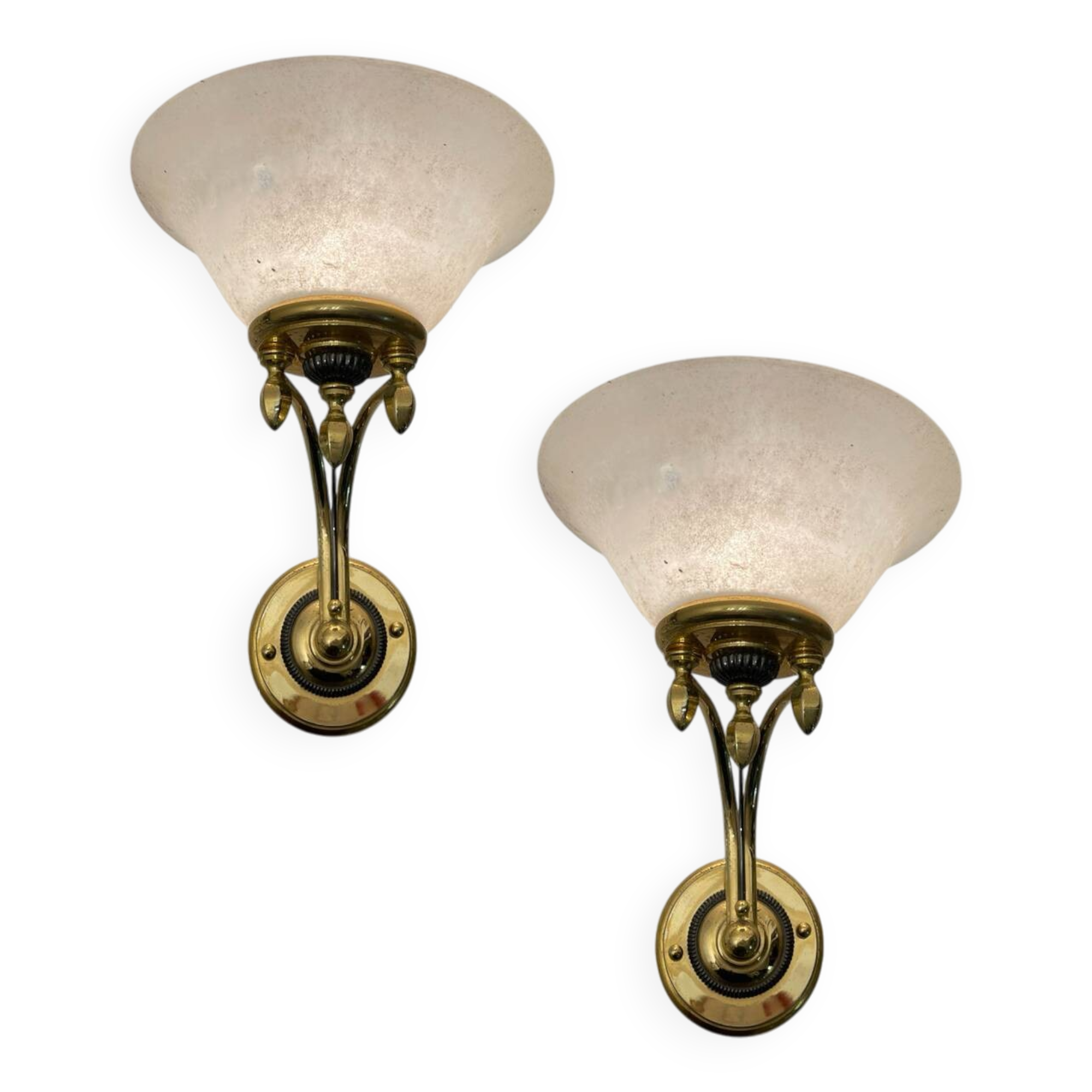 Large Brass Murano Glass Sconces Set of 2