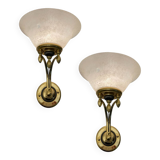 Large Brass Murano Glass Sconces Set of 2