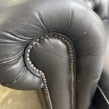 Chesterfield seat/sofa/settee in sturdy black leather
