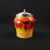 Legras-Montjoye enameled & painted glass biscuit bucket, Art Deco period