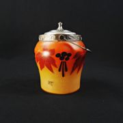 Legras-Montjoye enameled & painted glass biscuit bucket, Art Deco period