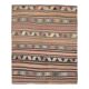 1970s Vintage Turkish Oushak Handmade Wool Cotton Brown Kilim Rug 148x174