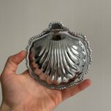 Silver-plated metal shell butter dish