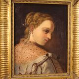 Portrait peint d'une jeune noble du XIXe siècle