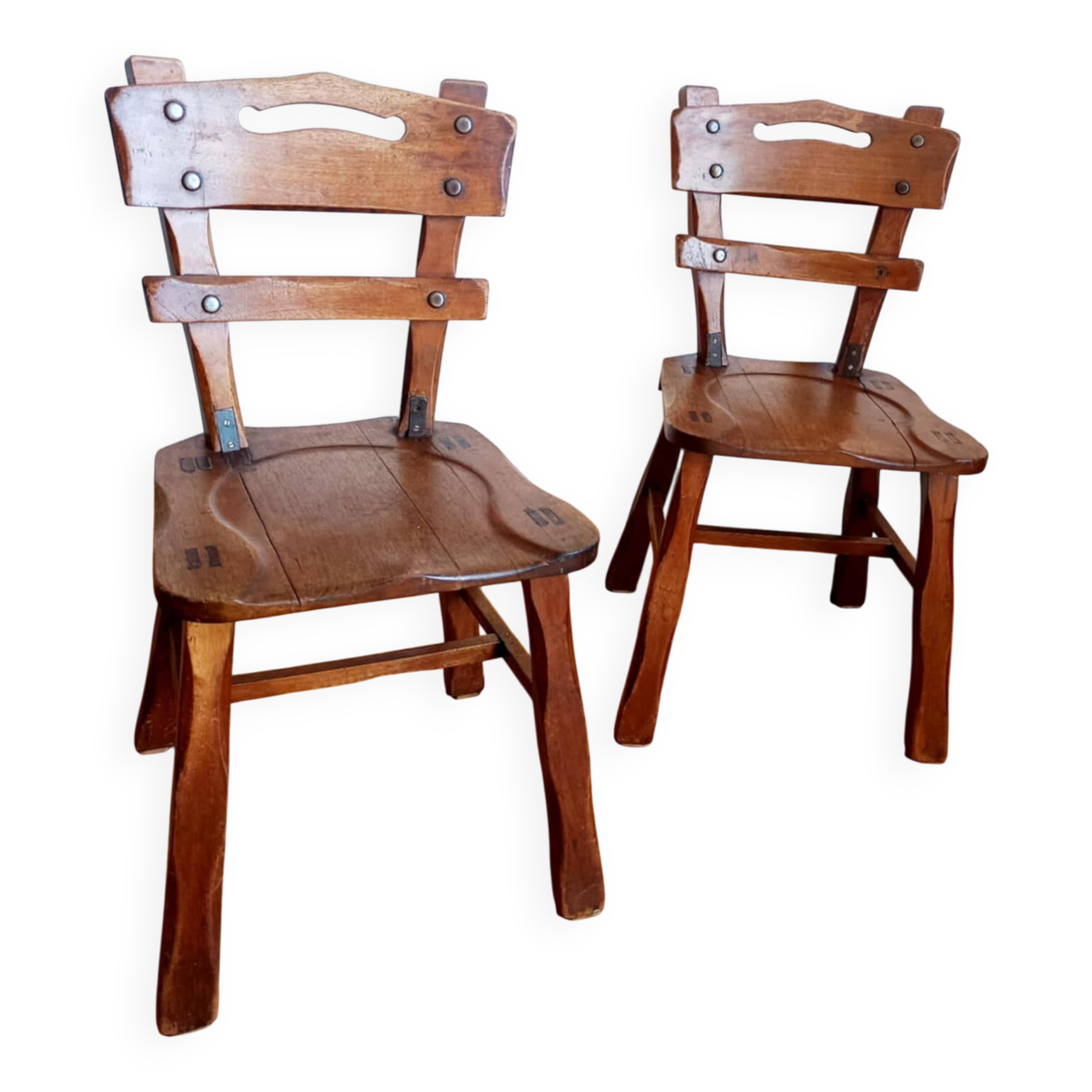 Paire de chaises brutalistes style ranch