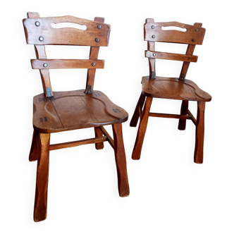 Pair of brutalist ranch style chairs