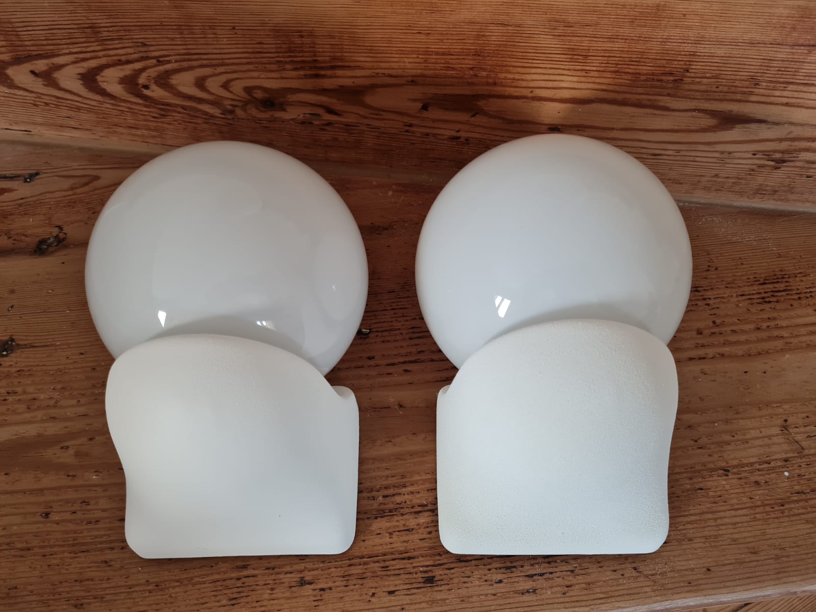 Pair of white opaline wall lamps