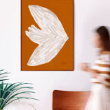 Affiche imprimée en qualité giclée avec illustration d'oiseau blanc en vol - 30x40cm