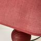 Jolie Lampe en Bois tourné, Coloris Rouge framboise, abat-jour en lin