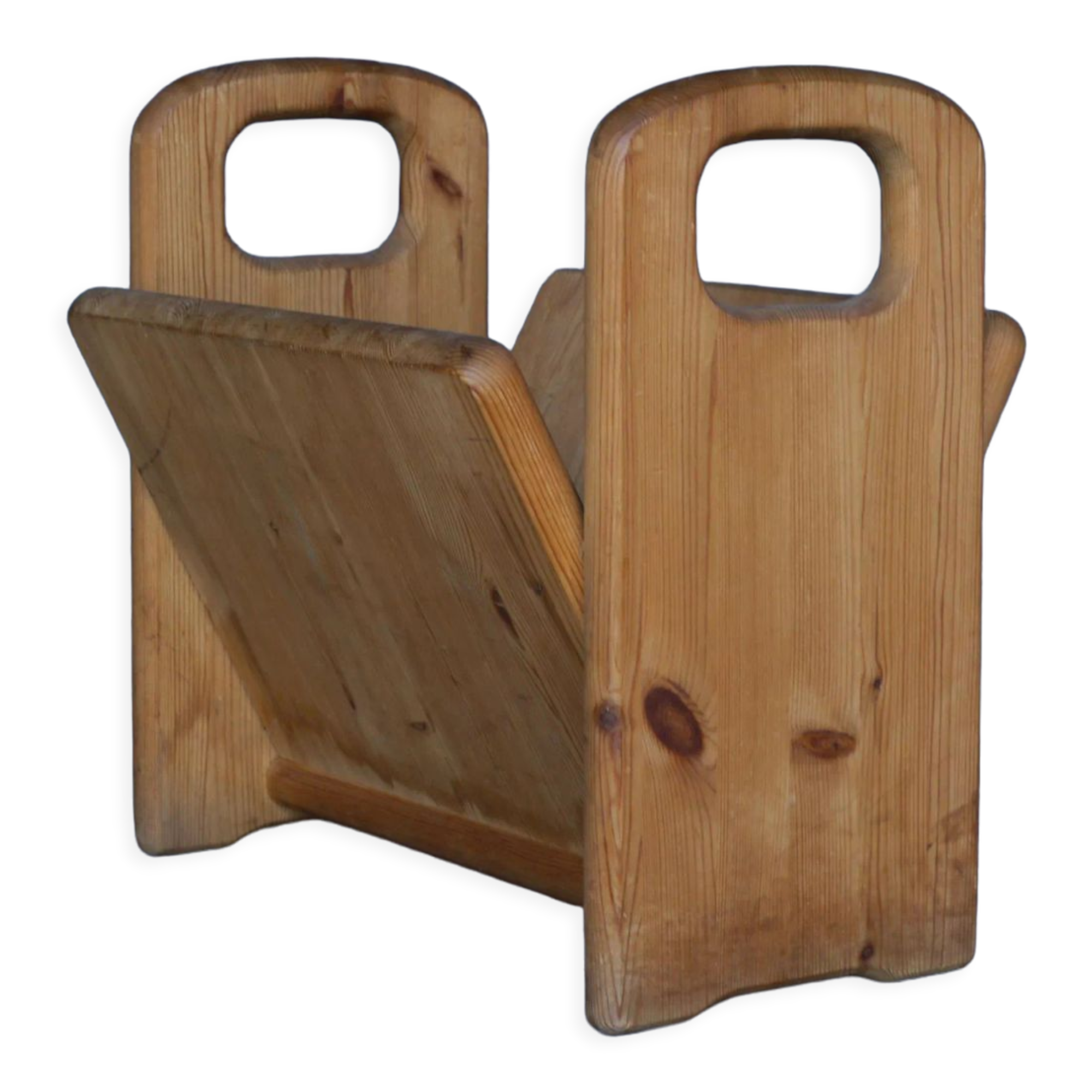 Vintage pine magazine stand, 1970s