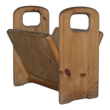 Vintage pine magazine stand, 1970s