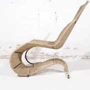 Tom Dixon Bolide rocking chaise in steel and woven seagrass – London, 1991