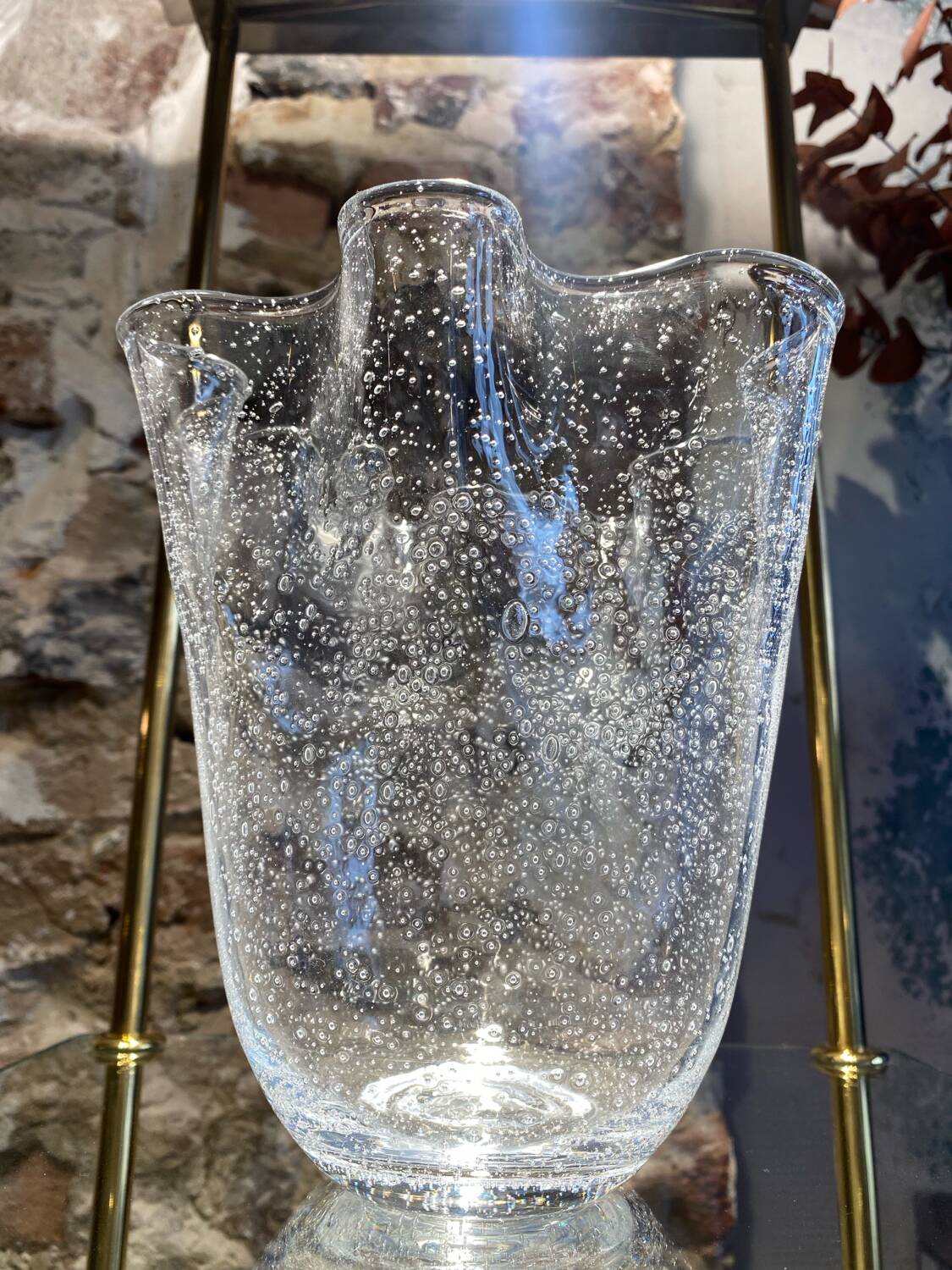 Murano bubble blown glass handkerchief vase