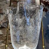 Murano bubble blown glass handkerchief vase