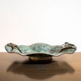 Fruit holder in oxidised brass with floral decoration, Italy 1940s