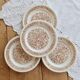 4 assiettes à dessert vintage fleuries – Codec – Décor brun rustique