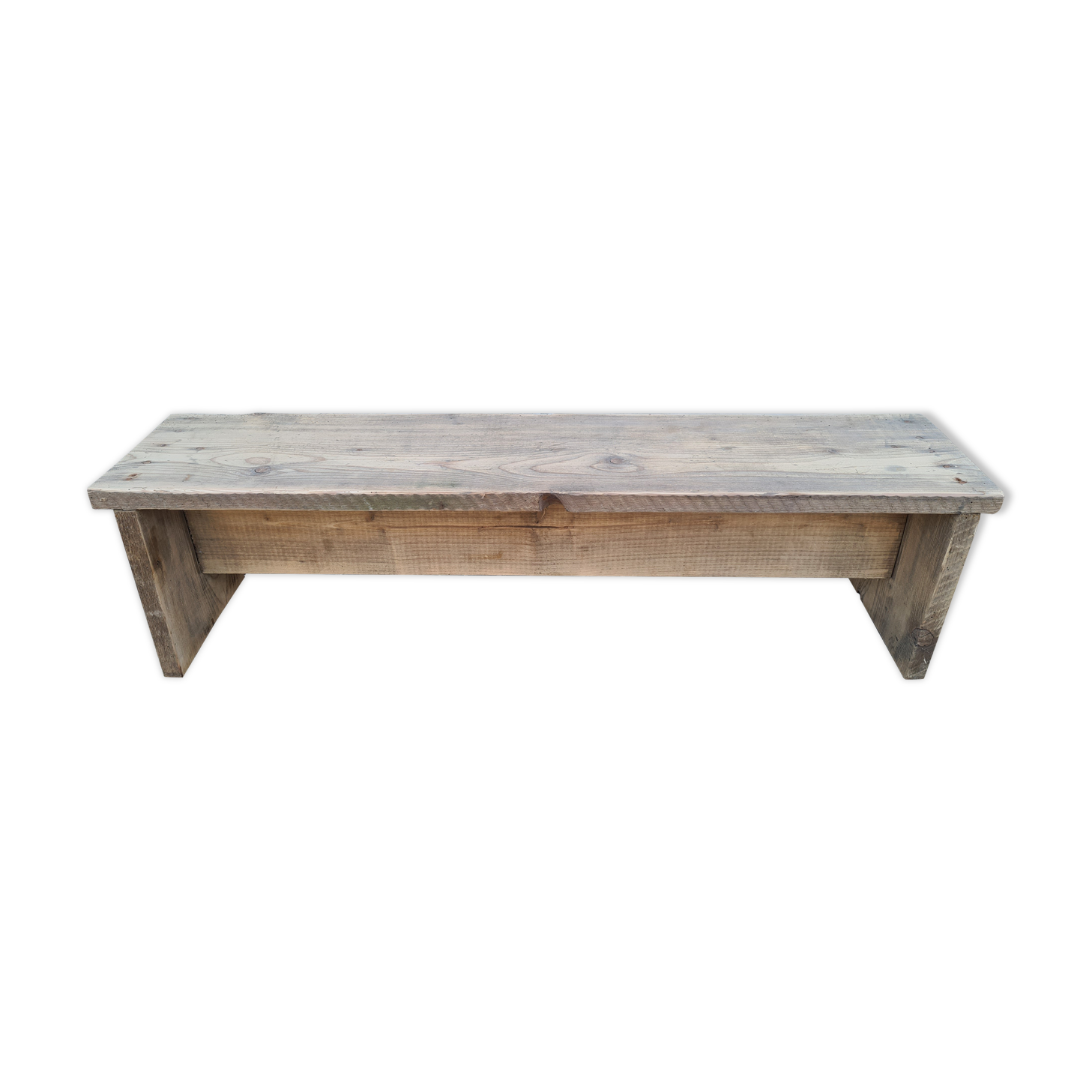 Small raw wood bench