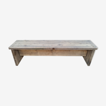 Small raw wood bench