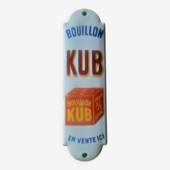 Old enameled plate "Bouillon Kub" 5.5x20cm 20's