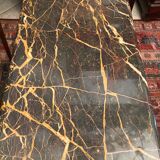 Console sofa back solid wood carved marble yellow vein Indochina late nineteenth