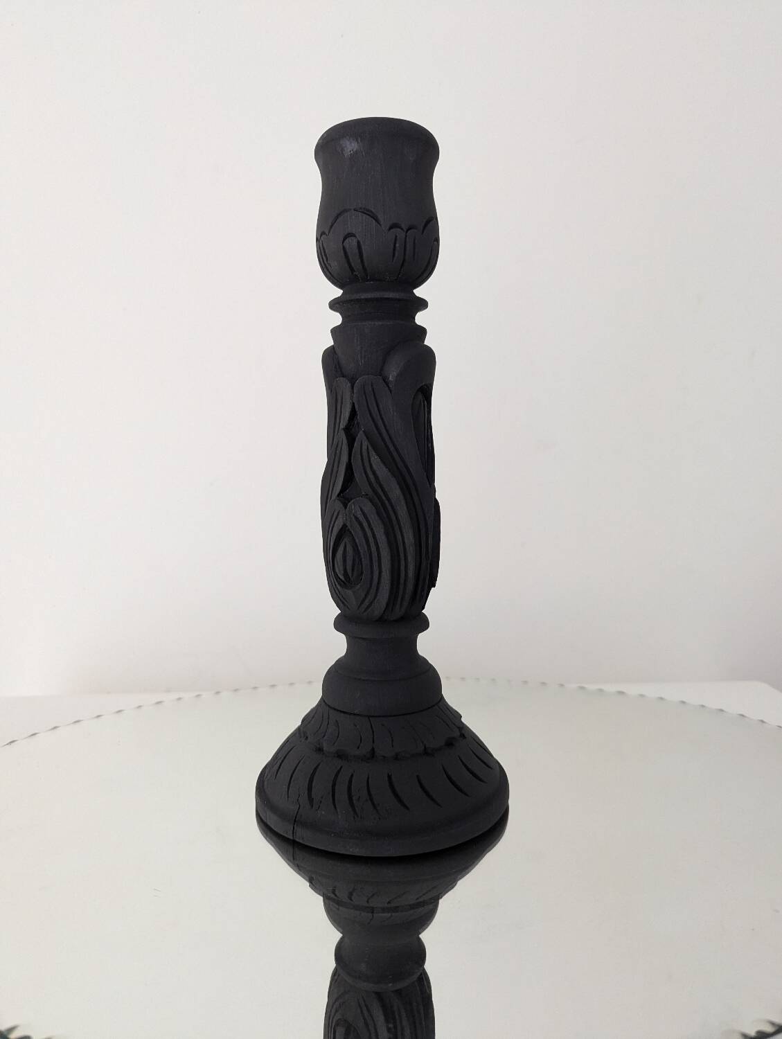 Black wood and brass candle holder