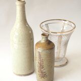 Leaf pattern stoneware bottle