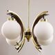 Mid-Century Modern Italian Brass and Opaline Chandelier