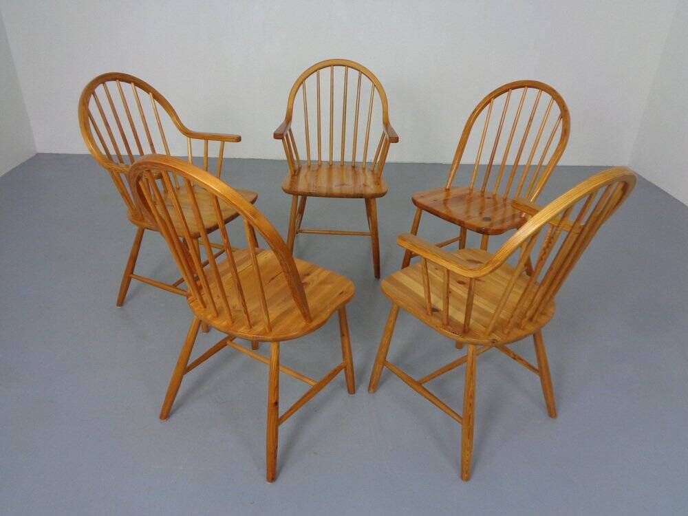 Pine Chairs by Erik Ole Jørgensen, Set of 5