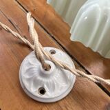 Opaline tray with light mint green ruffles