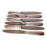 Set of 6 table knives / Silver metal handles