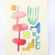Original abstract painting – coloured organic shapes – 24 x 34 cm