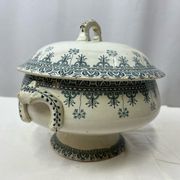 Soupière saint Amand Hamage blanc et bleu