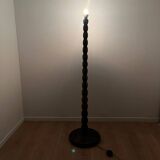 Pied de lampe de sol en bois tourné , 1980