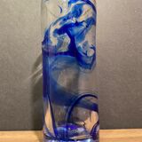 Tubular vase in stylized glass, arts and crafts