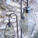 Large tripod steel lamppost and blown glass 1970