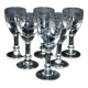 Lot de 6 verres à liqueur ancien gravé à l'acide - décor de nœuds et guirlandes de fleurs 1900