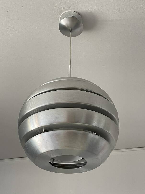 Brushed aluminum ball pendant light