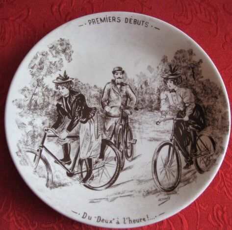 6 decorative plates "bike" sarreguemines