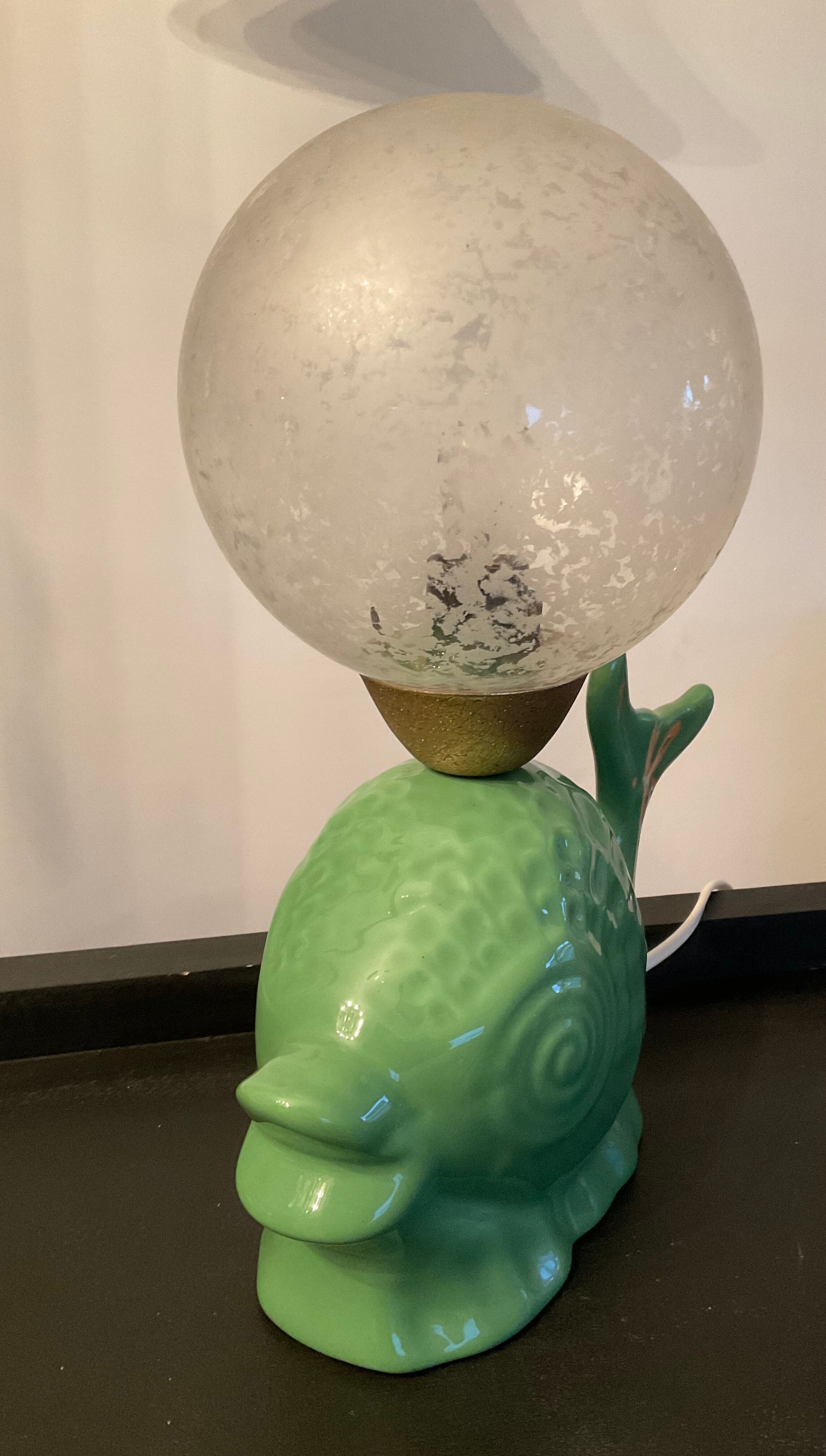 Vintage ceramic fish lamp 70s