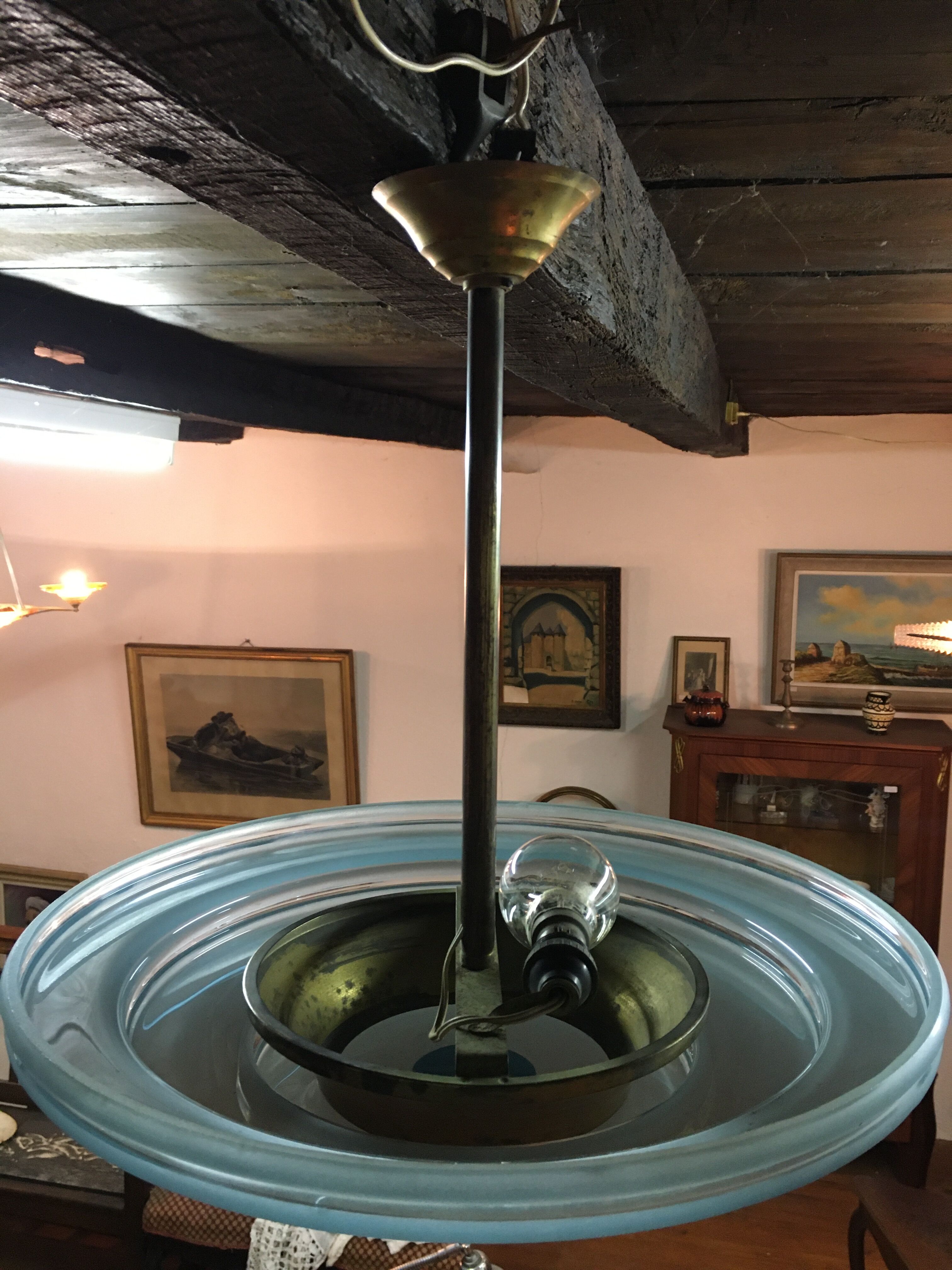 Art Deco pendant lamp in glass period 1930 1940