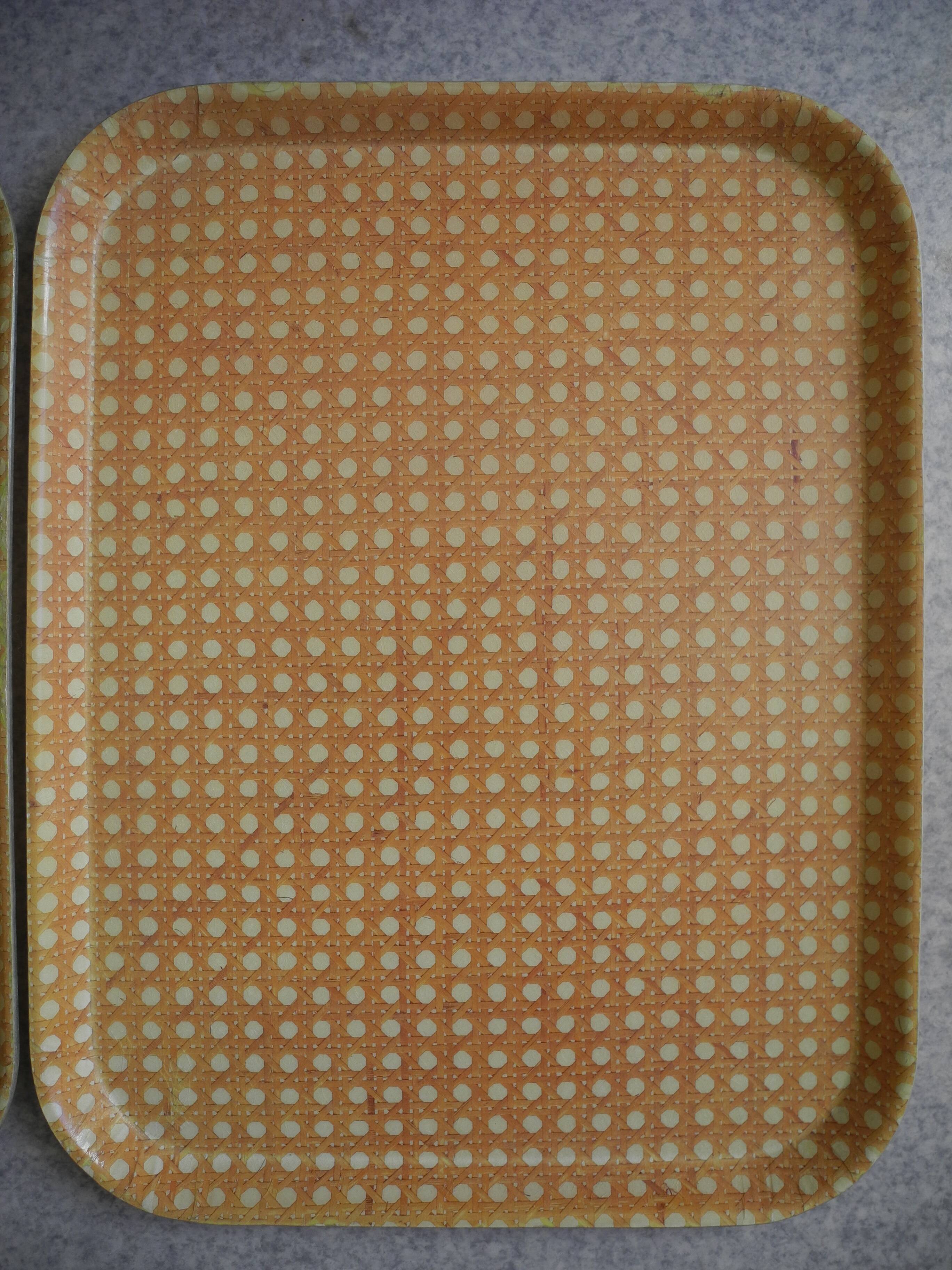 Mullerhof fiber cane trays vintage decor french fiberglass trays