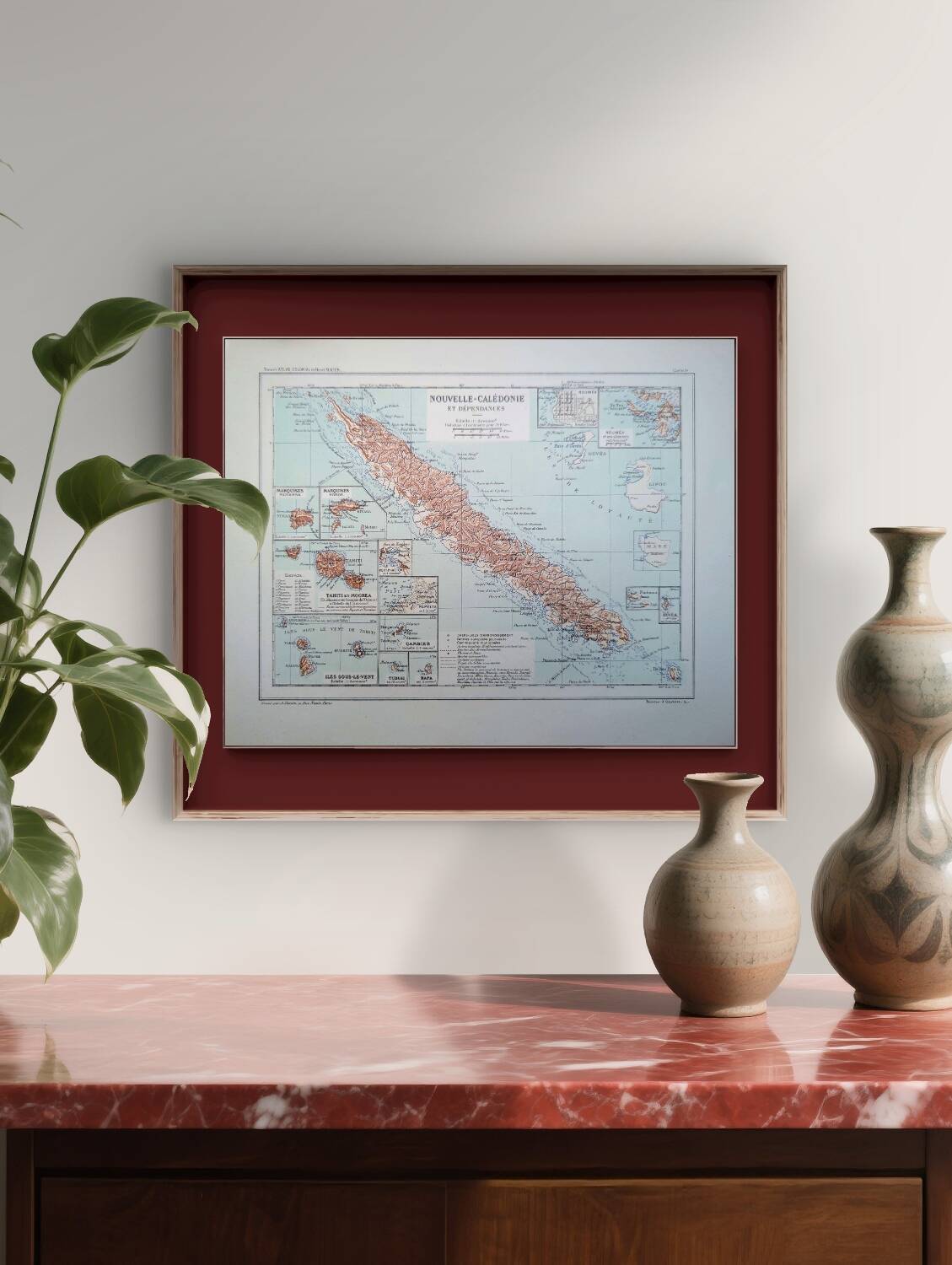 Nouvelle-Calédonie, carte imprimée en 1899