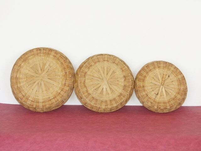 Lot 3 baskets gigogne in vintage rattan 70s/80s