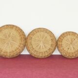 Lot 3 baskets gigogne in vintage rattan 70s/80s