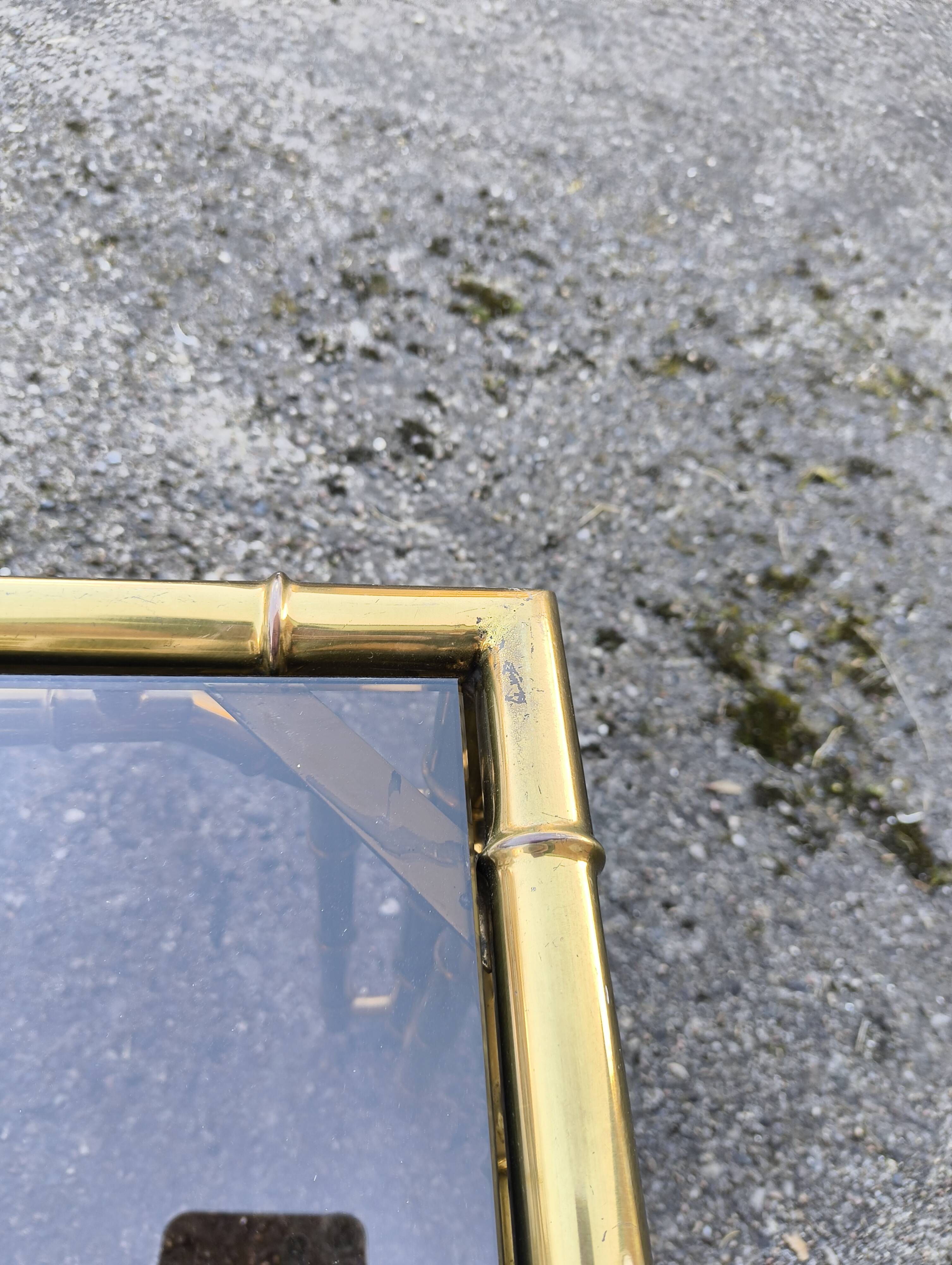 italian brass coffeetable with smoking glass in bamboo style